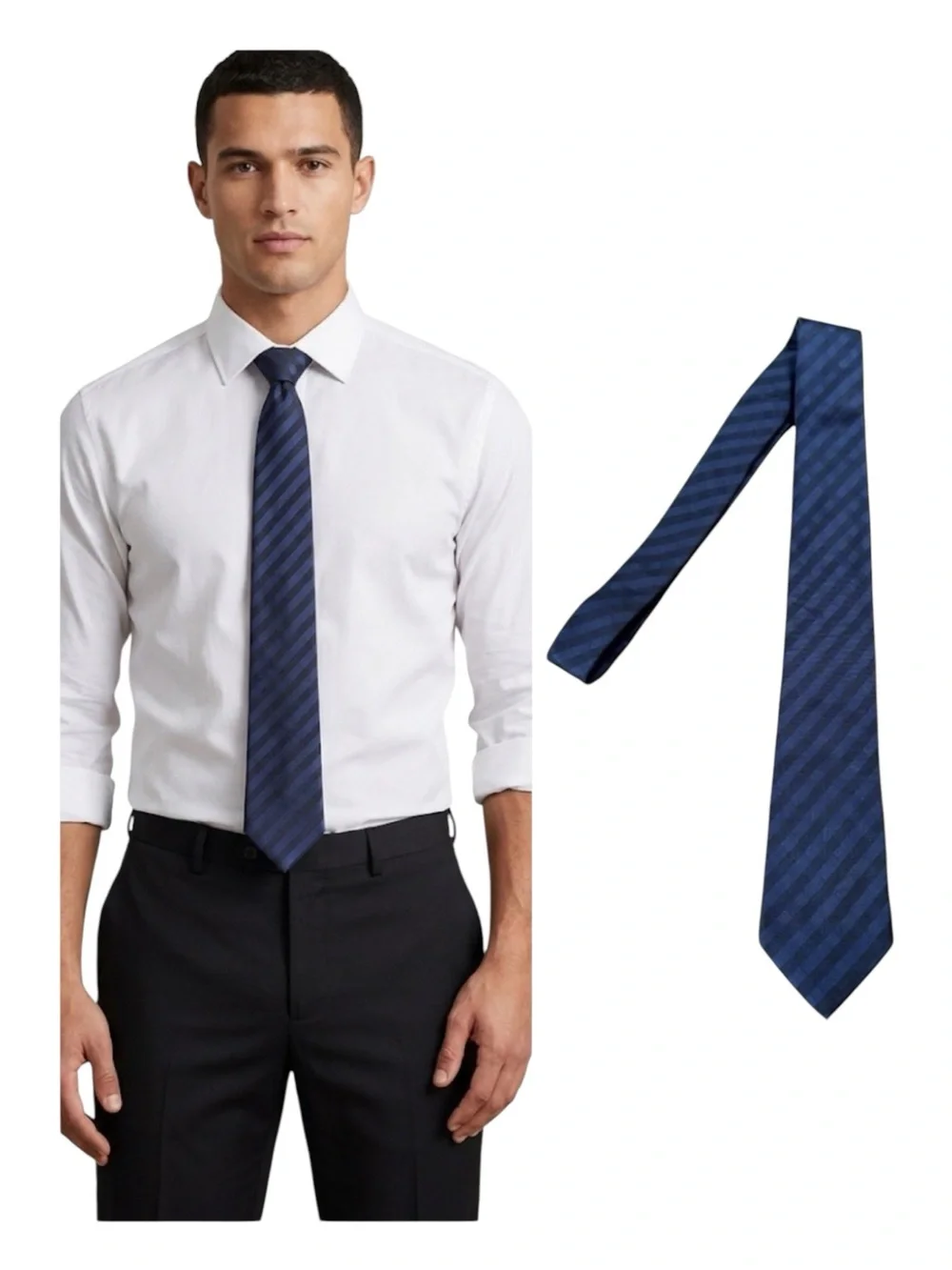 Banana Republic Silk Navy Blue Checkered Dress Tie 100% Silk Stain Resis…